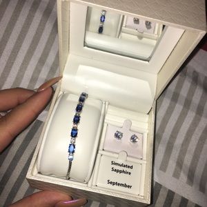 Sapphire Bracelet and Earrings Set